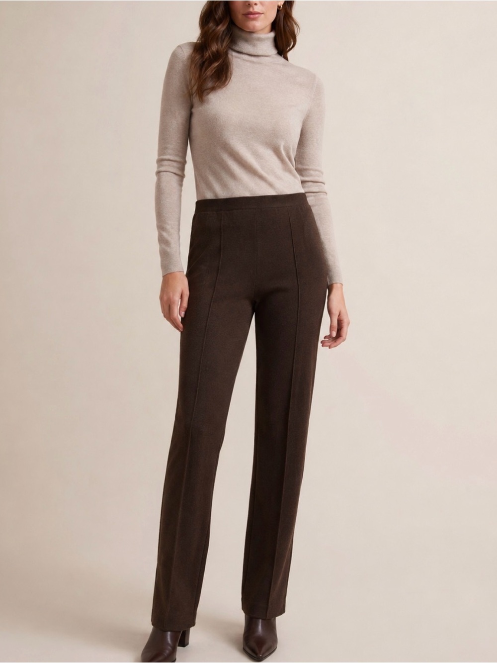 Luisa Spagnoli Pure New Wool Brown Knit Trousers Pants IT 44 US 8